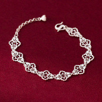 wholesale 990 sterling silver fresh sweet ins-style niche design exquisite minimalist hollow filigree bracelet S7817-Pure Silver 990 Bracelet>Pure Silver