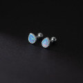 wholesale S925 Silver Korean Style Minimalist Threaded Teardrop Synthetic Opal Stud Earrings for Elegant Women M01942-0-2