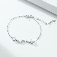 wholesale S925 silver cross-border e-commerce drop shipping pure silver bracelet, moonstone bracelet for women, fashionable and niche design-Bracelet>925 Silver