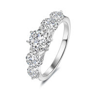 925 Silver Moissanite D Color Genuine Row Ring Sparkling Women's Gift Cross-Border Hot Sale-Set with 2.6CT moissanite  No. 6