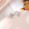 wholesale S925 Sterling Silver Sweet and Fashionable Heart-shaped Diamond Stud Earrings for Women with a Sense of Design-0-3