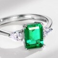 wholesale S925 Silver Love Rumei Light Luxury Jewelry Simple Princess Cut Lab-Grown Emerald Fashion Gemstone Ring Wholesale-0-3