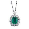 wholesale S925 Silver New Style Simulated Emerald 12*15mm Pendant for Women, the Joy of a Rich Lady, Hot Sale on Douyin-0-4