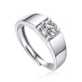 wholesale S925 Silver New Fashionable Trendy Men's High Version Adjustable Live Opening Ring Moissanite Stone Ring-0-7