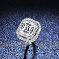 S925 Silver 5ct Moissanite Women's Ring, Luxury Square Tower Cut Emerald Design-0-1