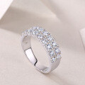 925 Sterling Silver Double Row Moissanite Ring, Women's Small Batch Luxury Cross-Border Hot-Sale New Wholesale Factory-0-2