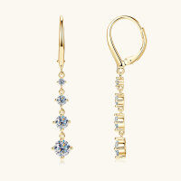 wholesale S925 Silver Moissanite Earrings, Instagram Influencer Light Luxury Niche European and American Fashion Statement Tassel Ear Cuffs-Gold-0.93 carats + 0.93 carats>925 silver