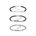 wholesale S925 Sterling Silver Minimalist Möbius Loop Couple Bracelets Set, Braided Rope for Men and Women, Engraved Valentine's Day Gift-0-4