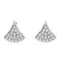 18K Rose Gold Plated S925 Sterling Silver Exquisite Full-Diamond Fan-Shaped Skirt Earrings for Women-0-3