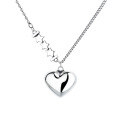 wholesale S925 Sterling Silver Korean Dongdaemun Popular Star Beaded Chain Heart Pendant Sideways Necklace-0-4