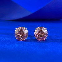 wholesale S925 Sterling Silver Classic 8*8mm Octagonal Stone Millennium Cut Stud Earrings for Women,Ins Style-E687 Rouge 925 Silver