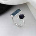 wholesale S925 Sterling Silver Creative Morandi Dual-Color Drip Glaze Open Ring, New Fashion Japanese Minimalist Style Band-0-0