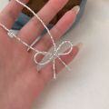 wholesale S925 Sterling Silver Crushed Silver Bow Necklace for Women, South Korea Summer New Small Minimalist Collarbone Chain-0-3