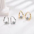 Sterling Silver New S925 Shiny Diamond Stud Earrings for Women-0-2