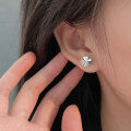 wholesale S999 Silver Korean Style Classic Four-Leaf Clover Ear Studs for Women, Small and Exquisite, Light Luxury, Fashionable, High-End Trendy Earrings-0-2