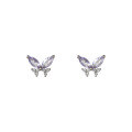 wholesale S925 Sterling Silver Purple Diamond Butterfly Earrings, Light Luxury Fashion Elegant Women's Ear Jewelry M03722-0-4