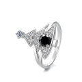 wholesale S925 Sterling Silver Cross-Border Moissanite Colorful Diamond Christmas Tree Full Diamond Ring for Women, High-End Fashion Personalized Silver Jewelry-0-8