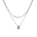 wholesale S925 Sterling Silver Internet-Famous Double-Layer Circle Necklace in Minimalist Hip-Hop Punk Style Light Luxury Accessory-0-4