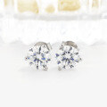 wholesale S925 Silver Gold-Plated Three-Prong Round 65mm Moissanite Stud Earrings, Minimalist Korean Style, Versatile for Women-0-1
