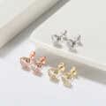 wholesale S925 Sterling Silver Plain Heart Stud Earrings with 4A Zirconia, Versatile and Stylish, Wholesale-0-3