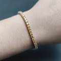 wholesale S925 sterling silver gold-plated champagne moissanite tennis bracelet 3/4/5mm hip-hop colored bracelet-0-2