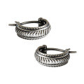 wholesale S925 Sterling Silver Retro Distressed Twist Ear Clips for Women, Ethnic Silver Earrings for Students-0-4