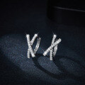 wholesale 925 silver gold-plated cross X-shaped minimalist ins-style earrings with full moissanite inlays-0-1