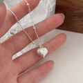 wholesale S925 Sterling Silver Summer New Love Heart Necklace Women Light Luxury Elegant Advanced Sense Heart-shaped Collarbone Chain-0-1