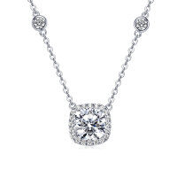 S925 Silver Irregular Moissanite Pendant Necklace for Women-Square Moissanite Necklace [White Gold]  925 Silver