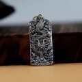 wholesale 990 sterling silver retro dragon totem square pendant, men's necklace, pure silver matte finish sweater chain, Thai silver women's necklace-0-0