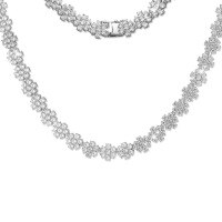 wholesale 925 Silver Plated Moissanite Sunflower Necklace for Women, Light Luxury Jewelry, European and American Cross-Border E-commerce Full Diamond Versatile Hot Selling Necklace-Silver with zircon and platinum 45CM