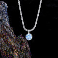 925 Sterling Silver Moissanite Pendant Necklace, Sparkling Crown Cabbage Chain 05ct Light Luxury-0-1