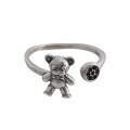 wholesale Sterling Silver Small Bear Ring with Spherical Wave Multi-Layer Design, Fashionable, Minimalist, and Trendy Open Adjustable Ring for Women-0-4