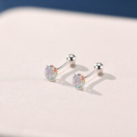 wholesale 925 Sterling Silver Colored Zirconia Stud Earrings For Women-4mm pure silver