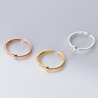 wholesale S925 Sterling Silver Exquisitely Minimalist Niche Design Single Diamond Teardrop Oval Bean Ring R02756-S925 silver ring rose gold opening adjustable