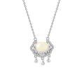 wholesale S925 Sterling Silver Chalcedony Peace Lock Necklace for Women New Chinese Style Luxury Versatile High-End Collarbone Chain-0-4