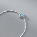 wholesale S925 Sterling Silver Light Luxury Artistic Retro Diamond-Inlaid Aquamarine Crushed Silver Bracelet for Women S7114-0-2