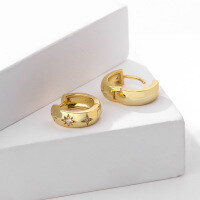 wholesale S925 Sterling Silver Star Zircon Ear Climber Earrings, Women's-E2349-Gold 925 Silver