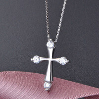 wholesale 925 Sterling Silver Cross Pendant Women'sIns Style Small and Unique High-end Fashion Temperament Personality Silver Pendant Wholesale-001115-Single Pendant-Without Chain 925 Silver