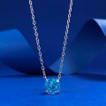 wholesale S925 Sterling Silver 2ct Cushion 7*7 Ice-Cut High Carbon Diamond Pendant Necklace 40+5cm-0-8