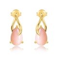 wholesale 925 Silver Gold-Plated Fashionable and Elegant Minimalist Natural Pink Opal Stud Earrings for Women, Ins Style Popular Cross-Border Accessories-0-4