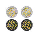 wholesale S925 Sterling Silver 762 Niche Individual Trendy Euro-American Retro Two-Tone Plated Irregular Grid Line Circular Ear Studs-0-4