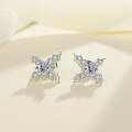wholesale S925 Sterling Silver Cross Moissanite Full Diamond Earrings with Colorful Diamonds, Fashionable, Minimalist, Niche Design, Versatile Ear Accessories-0-1