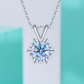 wholesale S925 Sterling Silver Moissanite Heart Snowflake Pendant Necklace for Women, Ins Chic Minimalist Valentine's Day Gift-0-3