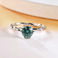 wholesale S925 Sterling Silver Green Moissanite 1 Carat Vine Ring with GRA Certificate, Light Luxury Fashion Gemstone Ring-0-1