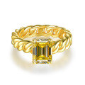 wholesale S925 silver gold-plated Italian-style woven Cuban ring 7*9mm emerald-cut moissanite women's niche-0-8