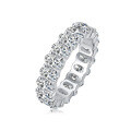 Sterling Silver Full-Set Oval Moissanite Ring, Ins Style Stackable Band-0-3
