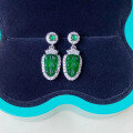 wholesale S925 silver natural Guatemalan jade leaf earrings, trendy Chinese style design, popular on Xiaohongshu-0-0