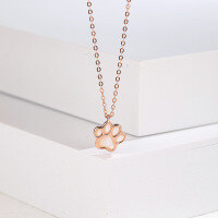 wholesale Pure Silver Niche Design Ethereal Cute Cat Paw Necklace Ins Style Collarbone Chain White Shell Pendant Direct from Manufacturer-Rose gold cat claw necklace 925 silver
