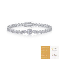 S925 Silver Cross-Border New Hot-Selling Versatile Pave Bracelet-L13877 Moissanite 50 points + 233 beads (16.5cm) (with GRA certificate)  925 Silver